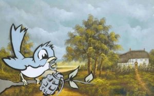 Vögelchen mit Granate im Schnabel 2